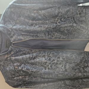 G by Giuliana Blue and Black Leather Jacket with Snakeskin Pattern Sz Med 8/10